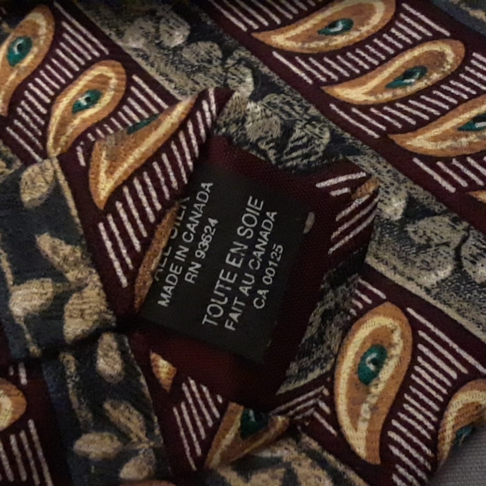 100% silk Arrow Paisley green and brown  dress tie - Picture 7 of 9